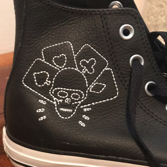 Ltd Edition Leather “The Clash” Converse All Stars - Picture 4 of 6